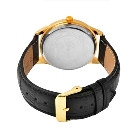 GENOA Gold Tone Japanese Movement Genuine Leather Watch - Picture 4 of 8